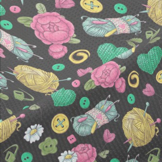 Flower Wool Buttons Piqué