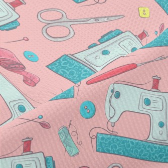Sewing Machine And Scissors Piqué