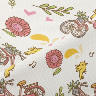 Happy Flower Bicycle Piqué
