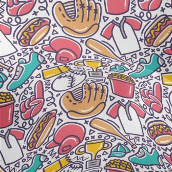Cartoon Baseball Doodle Lightweight Performance Linen