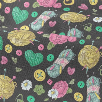 Flower Wool Buttons Modern Jersey