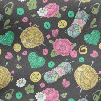 Flower Wool Buttons Jersey Backed Fleece