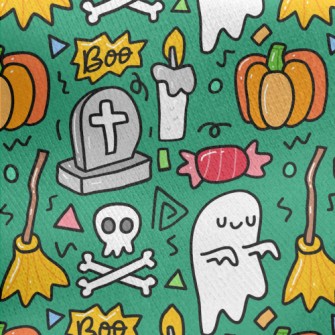 Cartoon Tombstone Candle Jersey Backed Fleece