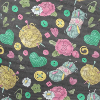 Flower Wool Buttons Pongee