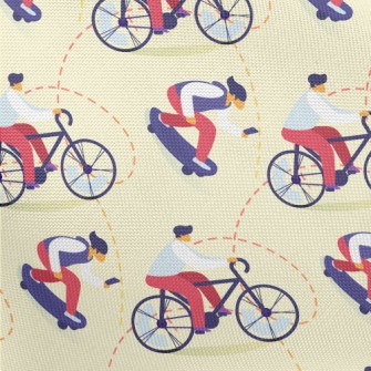 Bicycle Skateboard Boy Pongee