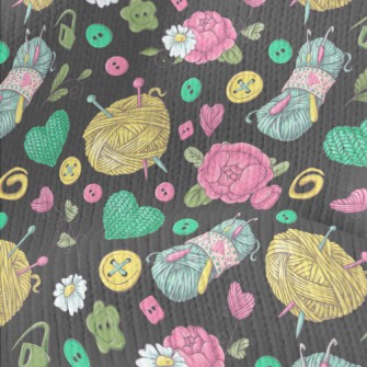 Flower Wool Buttons Stretch Jersey