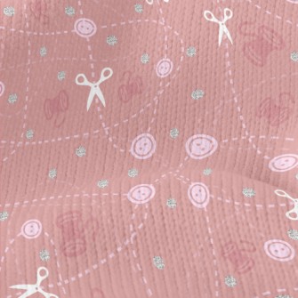 Button Yarn Scissors Stretch Jersey