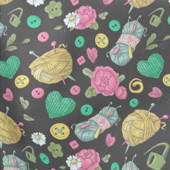 Flower Wool Buttons Lightweight Cotton Poplin