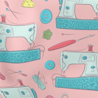 Sewing Machine And Scissors Lightweight Cotton Poplin