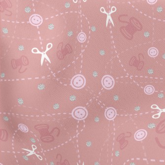 Button Yarn Scissors Lightweight Cotton Poplin