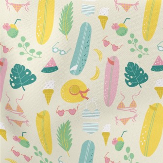 Bikini And Surfboard Lightweight Cotton Poplin