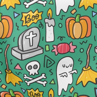 Cartoon Tombstone Candle Lightweight Cotton Poplin