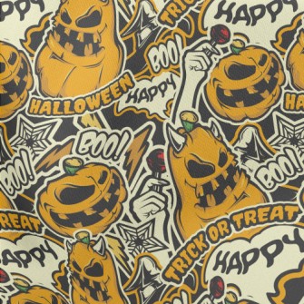 Evil Pumpkin Begging For Candy Lightweight Cotton Poplin