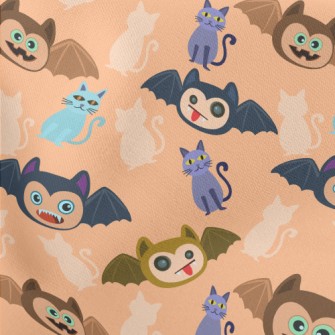 Tongue-protruding Bat And Stra Lightweight Cotton Poplin