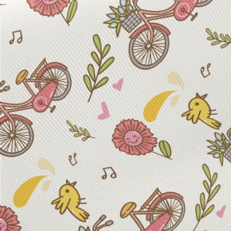 Happy Flower Bicycle Midweight Cotton Poplin