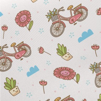 Beautiful Flower Bicycle Midweight Cotton Poplin
