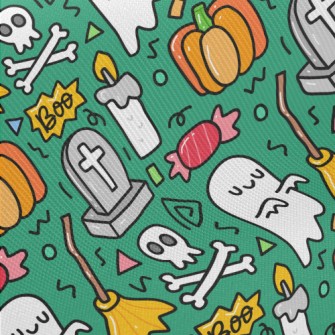 Cartoon Tombstone Candle Midweight Cotton Poplin