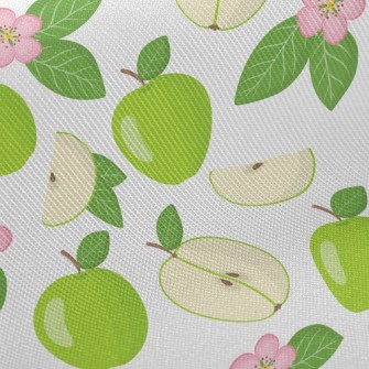 Green Apples And Small Flowers Twill