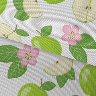 Green Apples And Small Flowers Waterproof Oxford