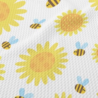 Sunflowers And Bees Birdseye Piqué