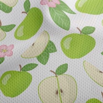 Green Apples And Small Flowers Athletic Mesh Flat Back