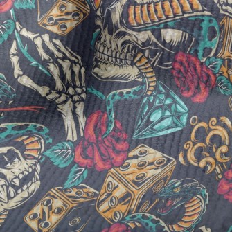 Horror Skull Rose Snake Terry