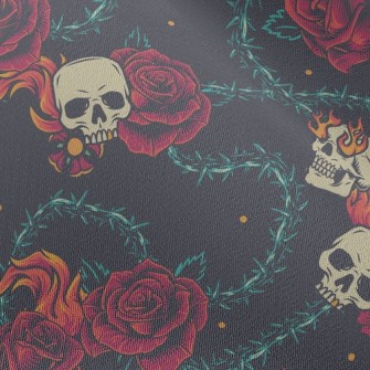 Bright Red Rose Flame Skull Chiffon