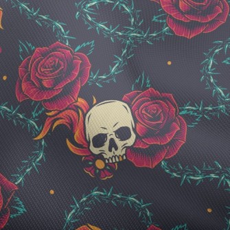 Bright Red Rose Flame Skull Dobby