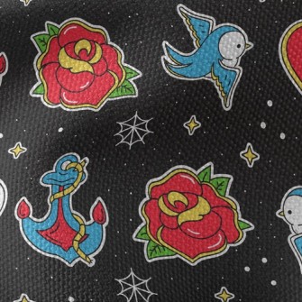 Blue Bird And Rose Waterproof Canvas