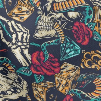 Horror Skull Rose Snake Stretch Ponte