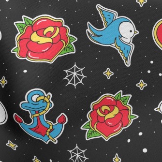 Blue Bird And Rose Stretch Ponte