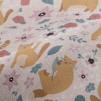Playful Kitten In Garden Performance Linen