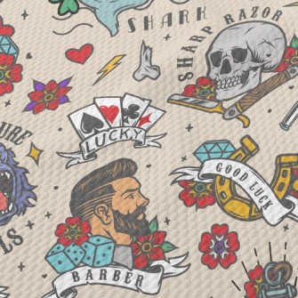 Retro Funny Tattoo Pictures Birdseye Piqué