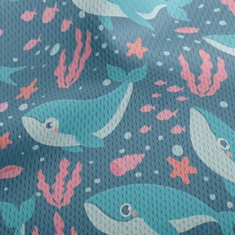 Whale Swimming In The Sea Athletic Mesh Flat Back