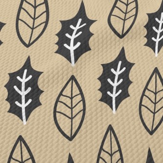 Cute Leaves With Lines Birdseye Piqué