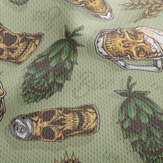 Funny Skull Beer Can Athletic Mesh Flat Back
