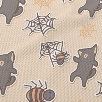 Halloween Spider Black Cat Birdseye Piqué