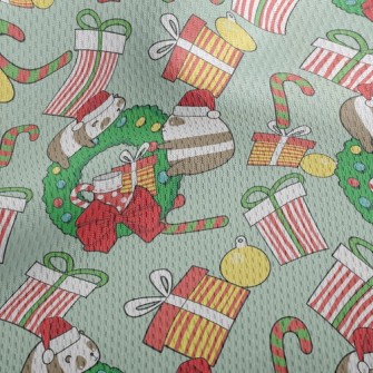 Happy Christmas Cat Bear Athletic Mesh Flat Back