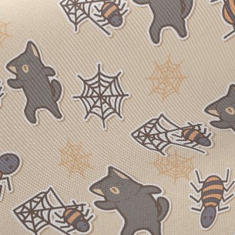 Halloween Spider Black Cat Twill