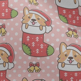 Cartoon Corgi Christmas Stocki Chiffon