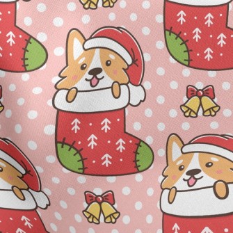 Cartoon Corgi Christmas Stocki Stretch Ponte