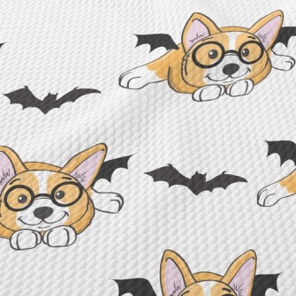 Corgi Dog With Round Glasses Birdseye Piqué