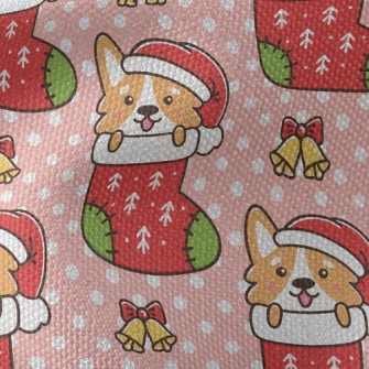 Cartoon Corgi Christmas Stocki Waterproof Canvas