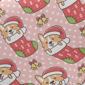 Cartoon Corgi Christmas Stocki Twill