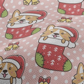 Cartoon Corgi Christmas Stocki Performance Linen
