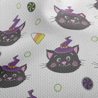 Blushing Black Cat Witch Athletic Mesh Flat Back