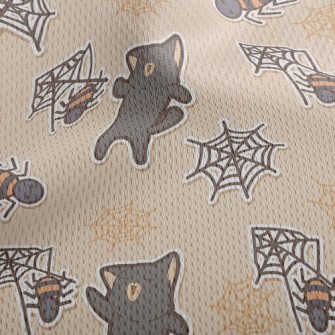 Halloween Spider Black Cat Athletic Mesh Flat Back