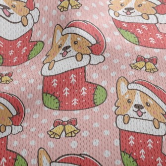 Cartoon Corgi Christmas Stocki Athletic Mesh Flat Back