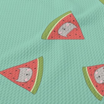 Cat Face Shape Watermelon Birdseye Piqué