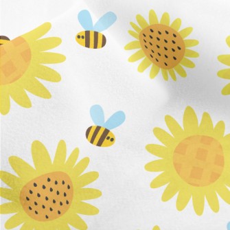 Sunflowers And Bees Micro Fleece